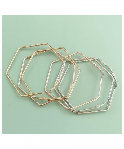 Geometric Hollow Big Hoop Earrings Gold Plated Square Stud Earrings Dangle Jewelry for Women K-rose gold $6.47 Earrings