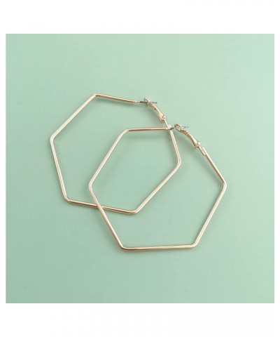 Geometric Hollow Big Hoop Earrings Gold Plated Square Stud Earrings Dangle Jewelry for Women K-rose gold $6.47 Earrings