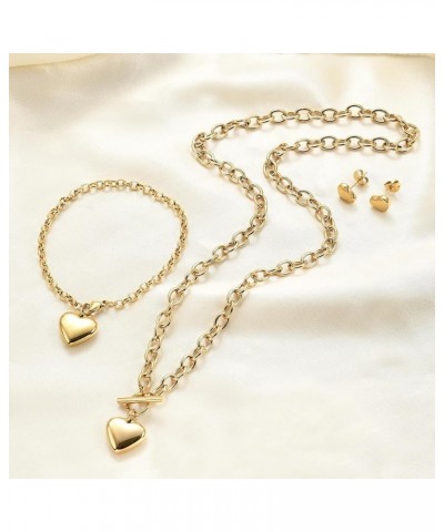 Women's 3 Pieces Heart Name Necklace, Bracelet, Earrings, Jewelry Set Stainless Steel A-Z letters Jewelry Suits D Gold $11.01...