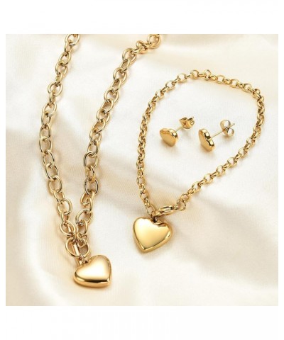 Women's 3 Pieces Heart Name Necklace, Bracelet, Earrings, Jewelry Set Stainless Steel A-Z letters Jewelry Suits D Gold $11.01...