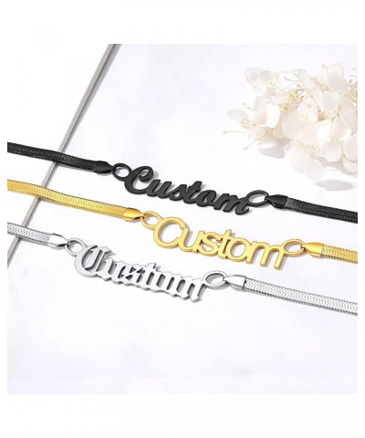 Custom Personalized Name Choker 18k Real Gold Plated 5MM Flat Snake Chain for Women 14 Inch C: Custom-made Gold-5mm-14 $14.57...