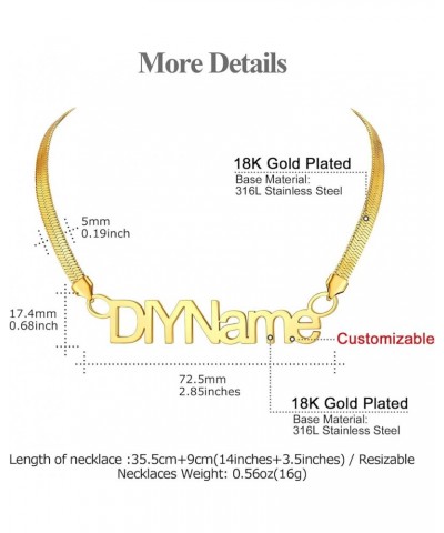 Custom Personalized Name Choker 18k Real Gold Plated 5MM Flat Snake Chain for Women 14 Inch C: Custom-made Gold-5mm-14 $14.57...