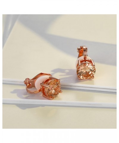 Cubic Zirconia Studs Pierced/Clip on Earrings clip-8mm champagne color cz $6.75 Earrings