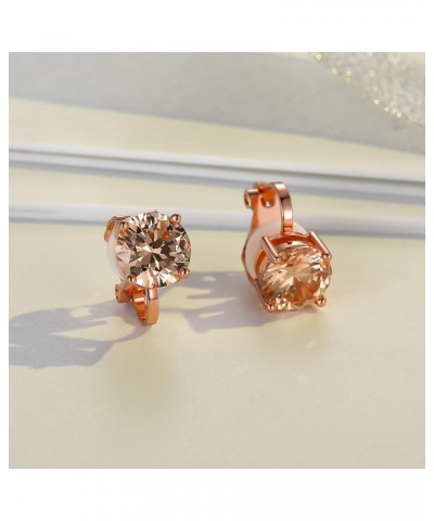 Cubic Zirconia Studs Pierced/Clip on Earrings clip-8mm champagne color cz $6.75 Earrings