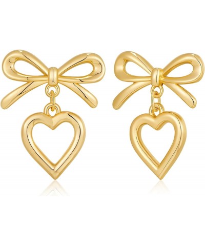 Gold Bow Dangle Earrings For Women Bow Knot Drop Earrings Ribbon Bow Jewelry Gift Gold $9.89 Earrings