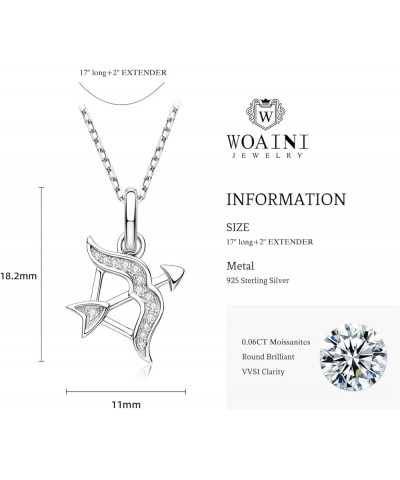 Moissanite Zodiac Necklace For Women, 12 Constellation Zodiac Sign Sterling Silver Pendant Necklace Jewelry Gifts Sagittarius...