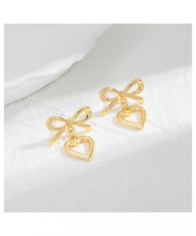 Gold Bow Dangle Earrings For Women Bow Knot Drop Earrings Ribbon Bow Jewelry Gift Gold $9.89 Earrings