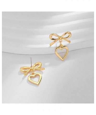 Gold Bow Dangle Earrings For Women Bow Knot Drop Earrings Ribbon Bow Jewelry Gift Gold $9.89 Earrings