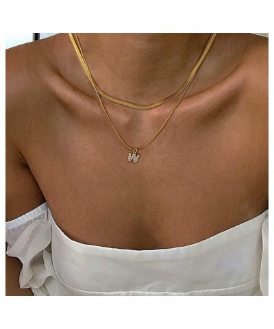 Tiny Gold Initial Necklaces for Women, 14K Gold Plated Cubic Zirconia Letter Pendant Necklace Personalized Capital Monogram N...