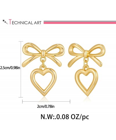 Gold Bow Dangle Earrings For Women Bow Knot Drop Earrings Ribbon Bow Jewelry Gift Gold $9.89 Earrings