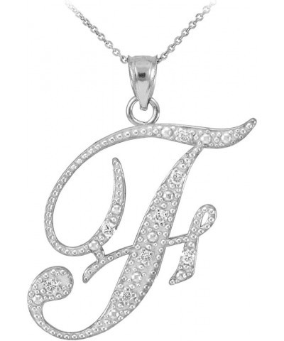 .925 Sterling Silver Cubic Zirconia Dangling Cursive Initial A-Z Charm 4/5" Pendant Necklace - Choice of Letter & Chain Lengt...