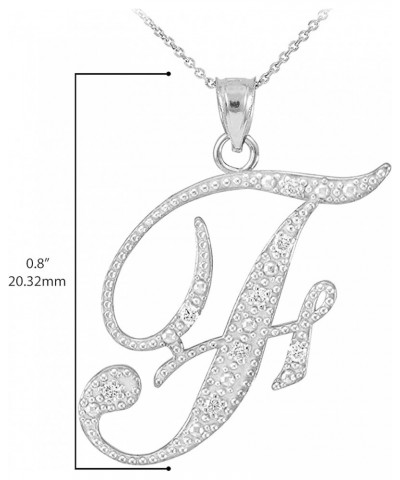 .925 Sterling Silver Cubic Zirconia Dangling Cursive Initial A-Z Charm 4/5" Pendant Necklace - Choice of Letter & Chain Lengt...