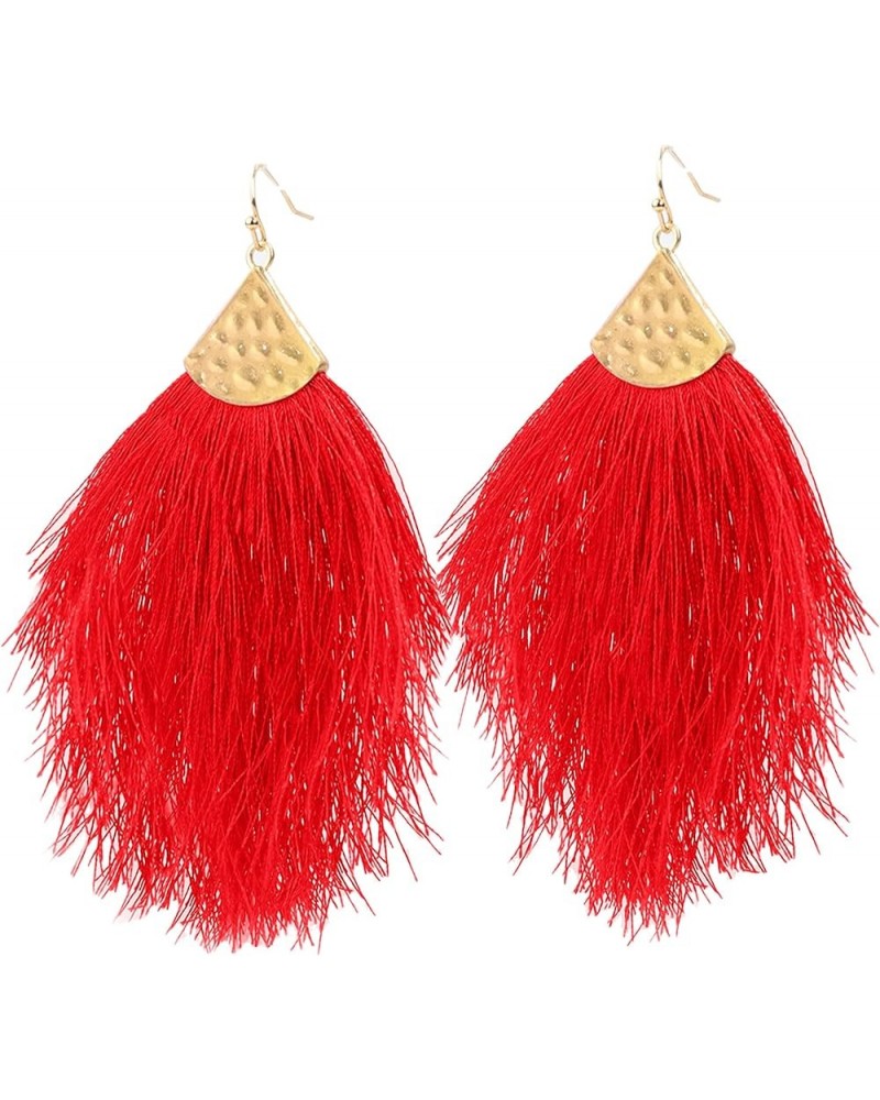 Feather Fringe Earrings for Women - Colorful Earrings - Choice of Color Red $6.50 Earrings