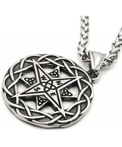 Stainless Steel Celtic Knot Triquetra Irish Compass Necklace Trinity Strength Symbol Keel Chain Jewelry 28 Inches $10.50 Neck...