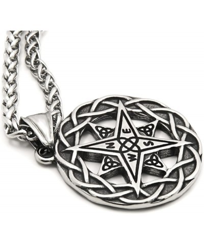 Stainless Steel Celtic Knot Triquetra Irish Compass Necklace Trinity Strength Symbol Keel Chain Jewelry 28 Inches $10.50 Neck...