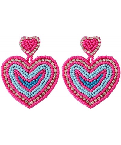 Colorful Valentine's Day LOVE Letter Heart Shape Beaded Earrings for Women Girls Jewelry E $8.25 Earrings