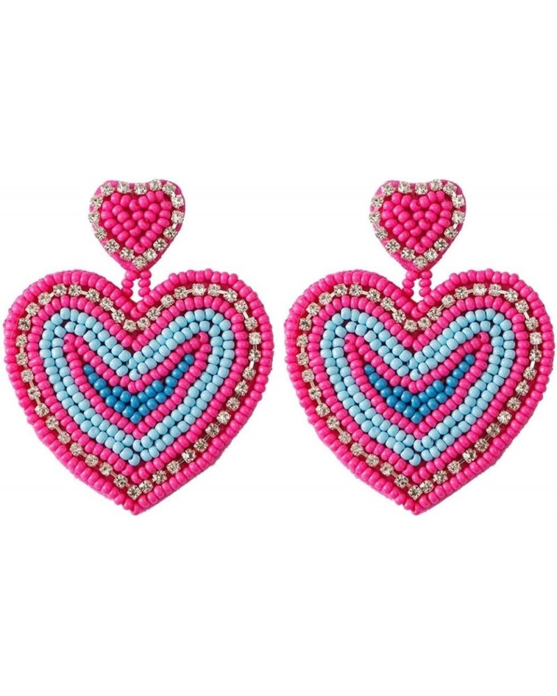 Colorful Valentine's Day LOVE Letter Heart Shape Beaded Earrings for Women Girls Jewelry E $8.25 Earrings