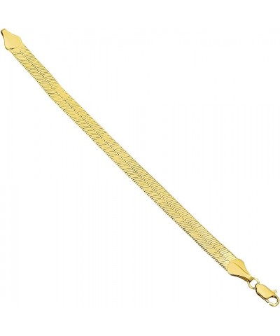 4mm-10mm Polished 14k Yellow Gold Plated Flat Herringbone Chain Anklet 9 Inches 10.8mm Bracelet $29.14 Bracelets