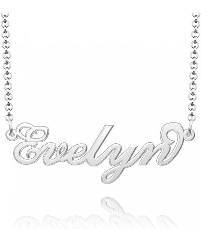 Name Necklace Personalized Gold Custom Name Plate Necklace Sterling Silver Evelyn-Silver $19.37 Necklaces