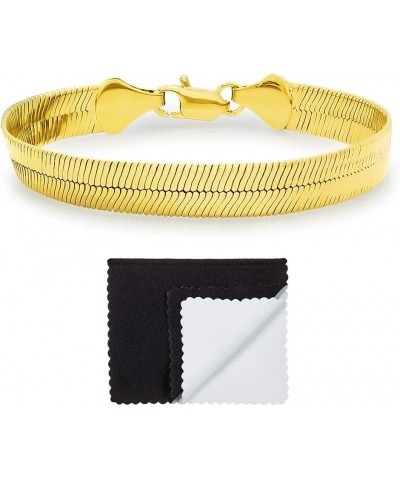 4mm-10mm Polished 14k Yellow Gold Plated Flat Herringbone Chain Anklet 9 Inches 10.8mm Bracelet $29.14 Bracelets