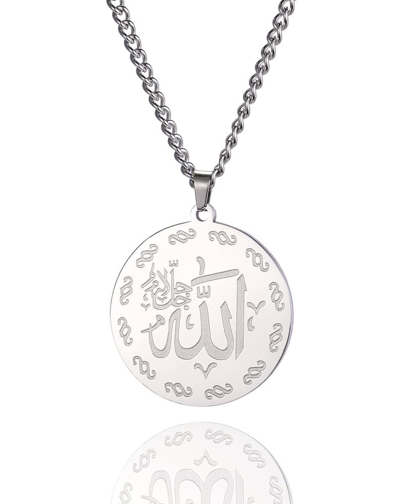 Ayatul Kursi Necklace Allah Necklace for Women Men Islamic Script Symbols Allah Arabic Round Pendant Necklace Middle East All...