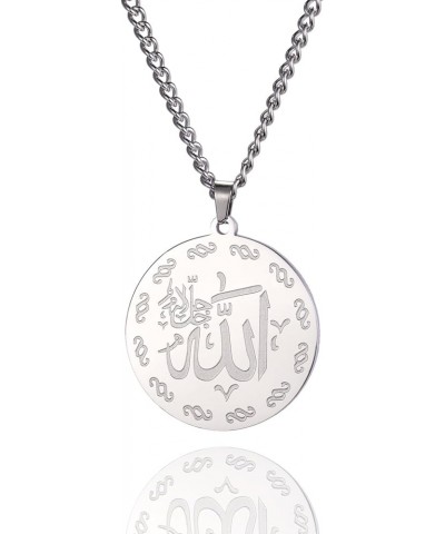 Ayatul Kursi Necklace Allah Necklace for Women Men Islamic Script Symbols Allah Arabic Round Pendant Necklace Middle East All...