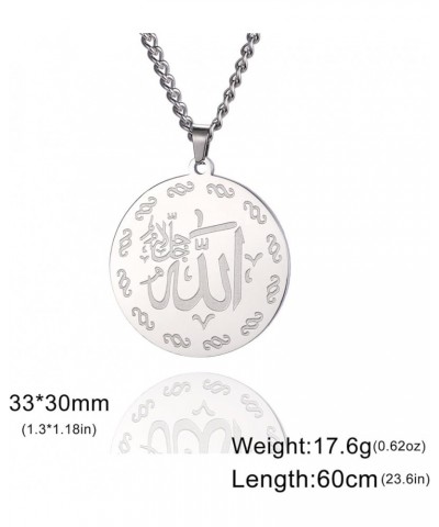 Ayatul Kursi Necklace Allah Necklace for Women Men Islamic Script Symbols Allah Arabic Round Pendant Necklace Middle East All...