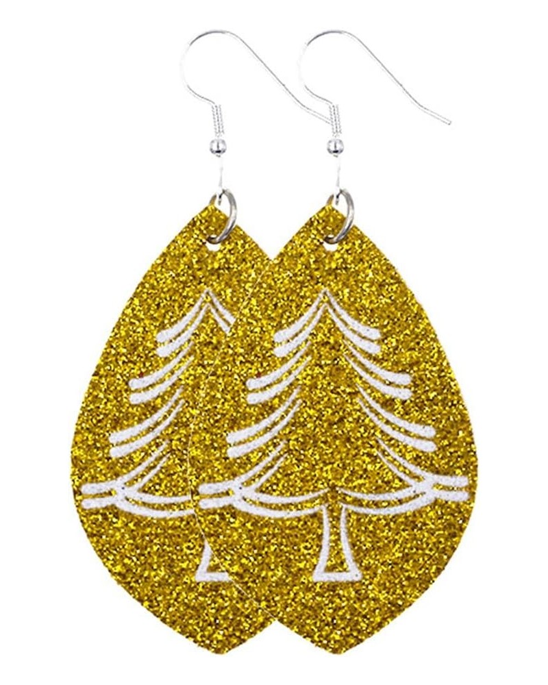 Lightweight Christmas Tree Faux Leather Sequins Dangle Earrings Glitter three-layer splicing sequin PU Earrings for Women Gir...