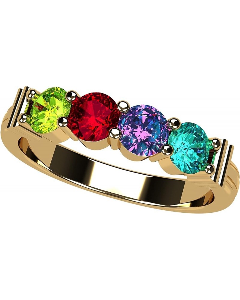 Shared Prong Mothers Birthstone Family Ring w/ 1 to 6 Simulated Gemstones in Sterling Silver or 10K Gold 10k yellow gold $40....