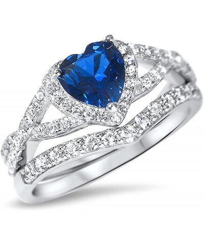 His Hers Sterling Blue Sapphire CZ Bridal Wedding Band Engagement Ring Set Him Her Her 6 - His 14 $59.40 Sets