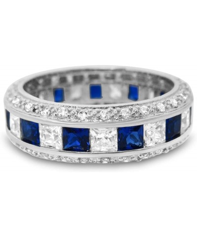 His Hers Sterling Blue Sapphire CZ Bridal Wedding Band Engagement Ring Set Him Her Her 6 - His 14 $59.40 Sets