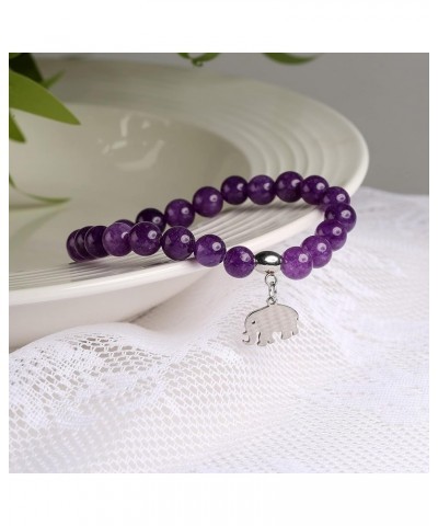 Elephant Gifts for Women Elephant Beads Bracelets Gifts for Women Men Teens Amethyst $8.26 Bracelets