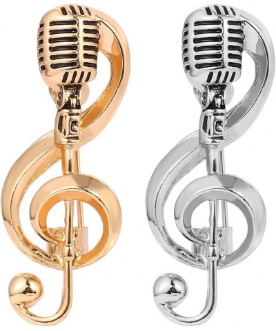 Microphone Music Note Brooch Pins Retro Rock Hip Pop Jewelry for Women Men Set $5.79 Brooches & Pins