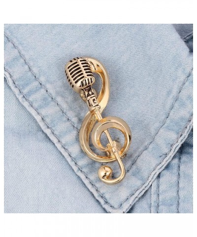 Microphone Music Note Brooch Pins Retro Rock Hip Pop Jewelry for Women Men Set $5.79 Brooches & Pins