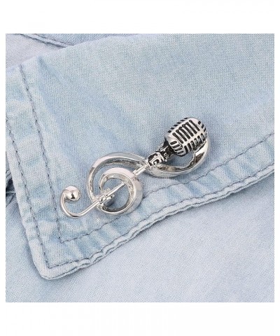 Microphone Music Note Brooch Pins Retro Rock Hip Pop Jewelry for Women Men Set $5.79 Brooches & Pins