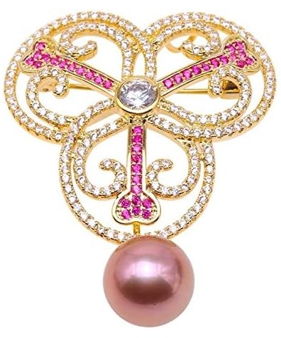 Pin Lustrous 12.5mm Lavender Round Edison Pearl Brooch for Womens Gift Party $24.29 Brooches & Pins