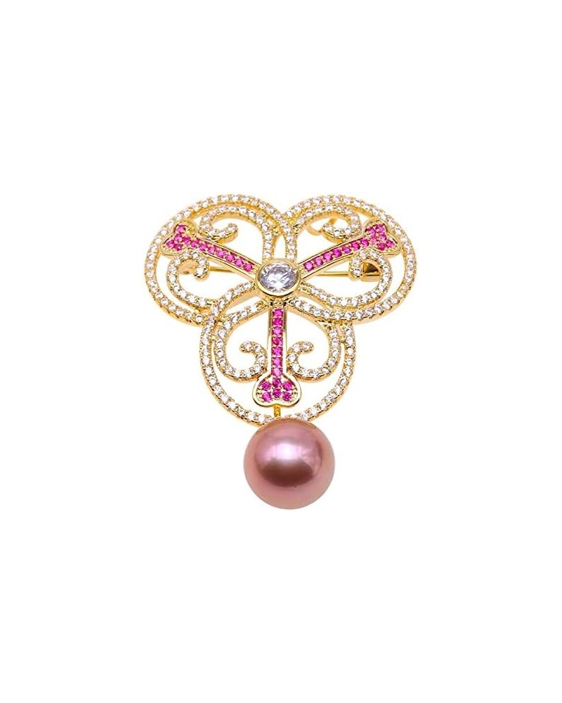 Pin Lustrous 12.5mm Lavender Round Edison Pearl Brooch for Womens Gift Party $24.29 Brooches & Pins