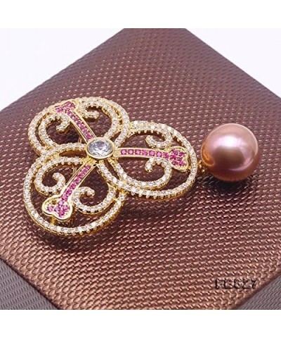 Pin Lustrous 12.5mm Lavender Round Edison Pearl Brooch for Womens Gift Party $24.29 Brooches & Pins