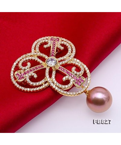 Pin Lustrous 12.5mm Lavender Round Edison Pearl Brooch for Womens Gift Party $24.29 Brooches & Pins