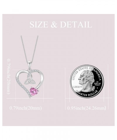 Celtic knot Heart Necklace 925 Sterling Silver Pendant Necklace for Women Birthstone Jewelry Gifts Pink $26.03 Necklaces