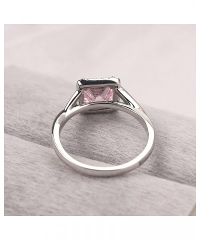 925 Sterling Silver Square Cut 6X6 MM Gemstone Ring Halo Engagement Ring Infinity Wedding Ring Cubic Zirconia $38.85 Others