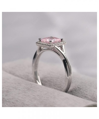 925 Sterling Silver Square Cut 6X6 MM Gemstone Ring Halo Engagement Ring Infinity Wedding Ring Cubic Zirconia $38.85 Others