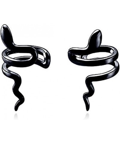 Solid 925 Sterling Silver Snake Cuff Earrings No Piercing Wraps for Women Girls Snake Clip On Earrings Crawler C-Black Gold $...