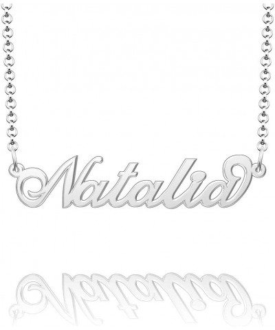 Name Necklace Personalized Gold Custom Name Plate Necklace Sterling Silver Natalia-Silver $19.37 Necklaces