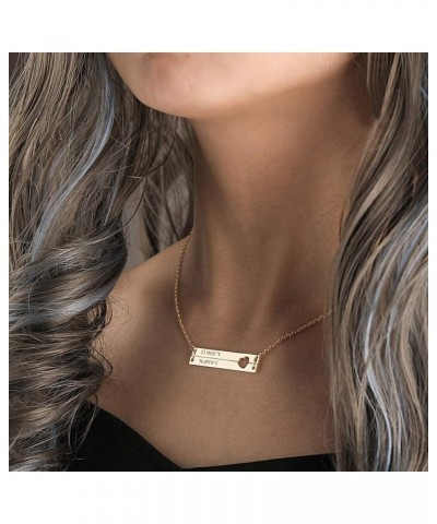 Personalized Bar Necklace, Engraved Custom Name Necklace Charm Pendant Jewelry Gift for Women Two Bar Necklace with Heart $17...