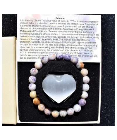 Charged Natural Gemstone Crystal 8mm Bead Bracelet + Selenite Charging Heart [Included] Flower Charoite $6.32 Bracelets