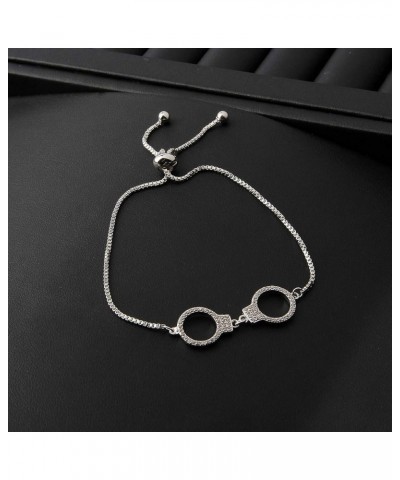 Simple Handcuff Bracelet Best Friend Jewelry Gift Crystal Handcuff Adjustable Chain Bracelet Gift for Sister Friend Silver $8...