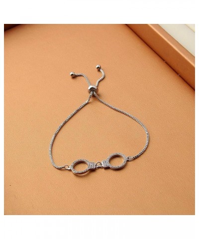 Simple Handcuff Bracelet Best Friend Jewelry Gift Crystal Handcuff Adjustable Chain Bracelet Gift for Sister Friend Silver $8...