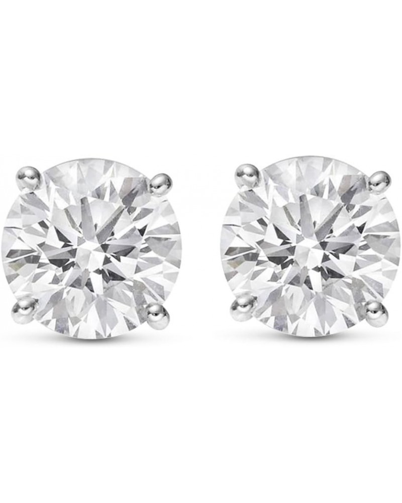 Natural Round Brilliant Solitaire Diamond Stud Earrings for Women 4 Prong Push Back (I-J Color I1 Clarity) 3.01 Carat 14K Whi...