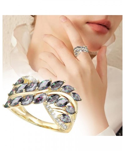 Colored Rhinestone Ring for Women Fashion Jewelry Popular Accessories for Wife Teen Girl Jewelry (Gold, 7) Gold 11 $8.76 Rings